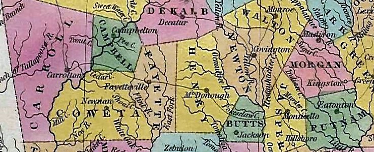 Georgia in 1831, showing Henry and Jasper counties