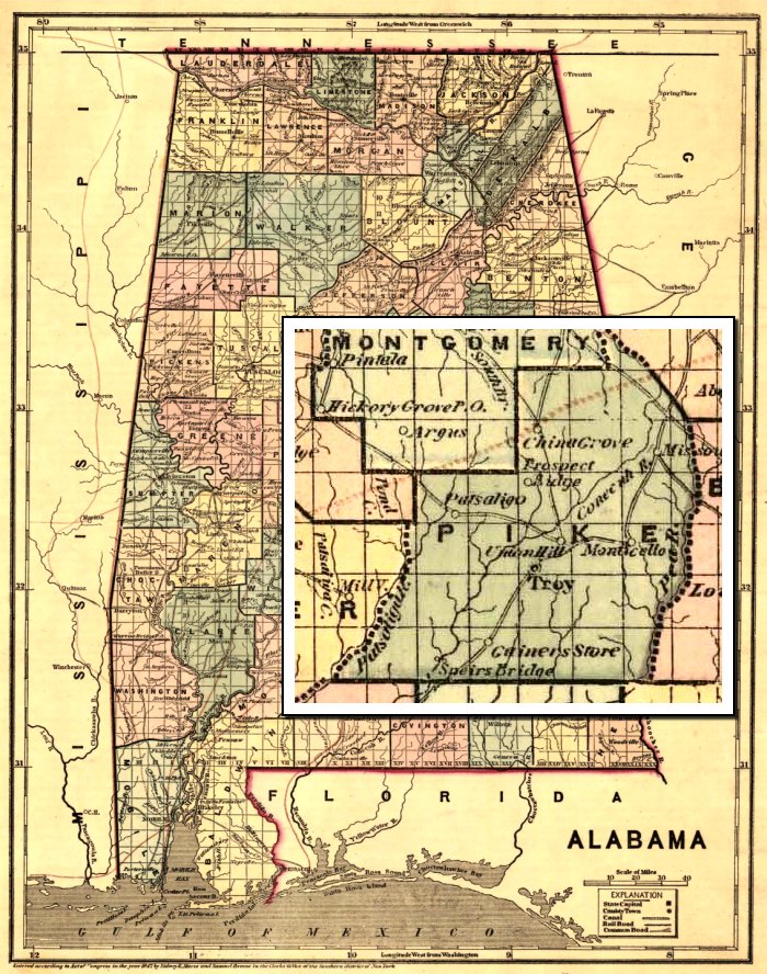 1848 Map of Alabama