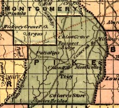 1848 Map of Pike County, Alabama