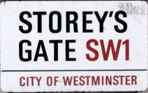 modern-day Storey's Gate sign