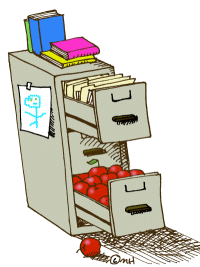 disorganized filing cabinet