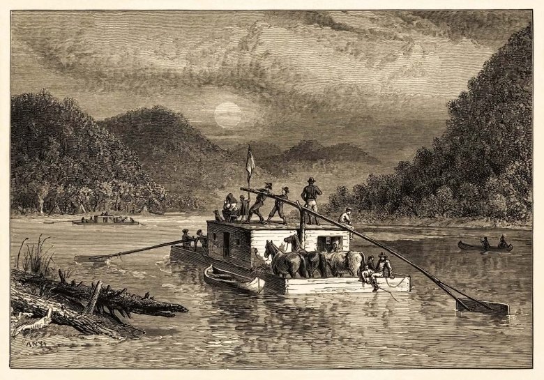 Flatboat on the Ohio River