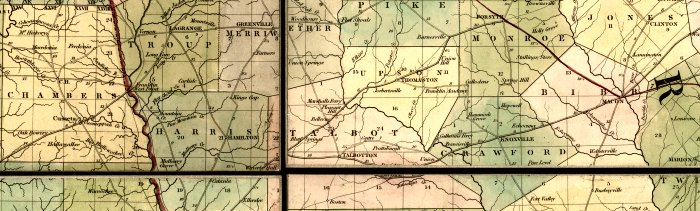 Porton of Map of Georgia, showing location of Harris County