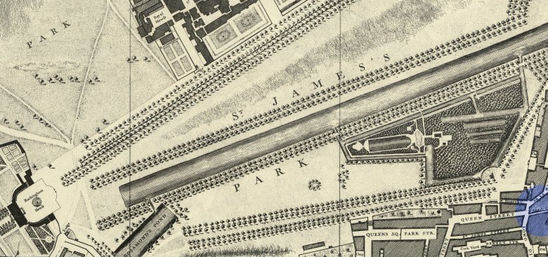 Location of Angel Court, 1749