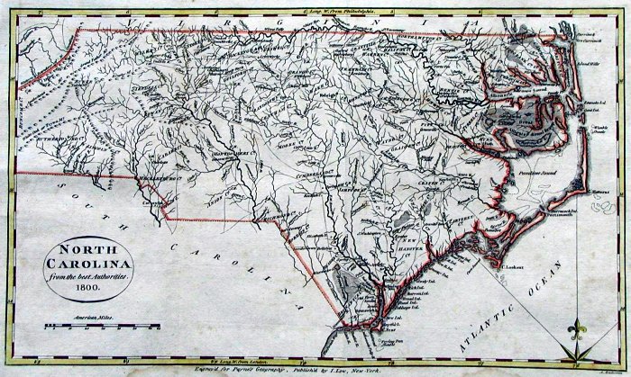 1800s America Map North Carolina Map