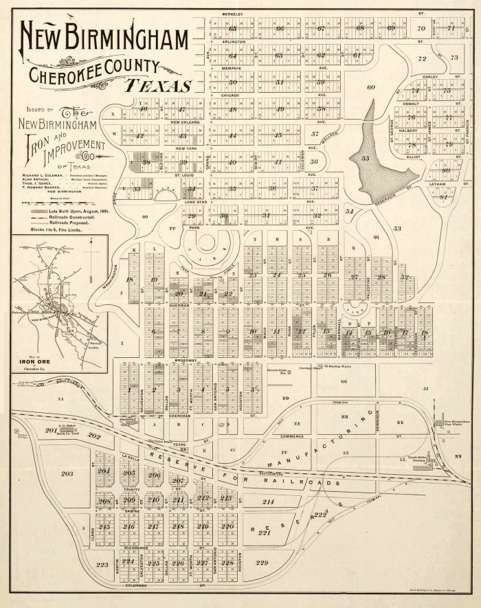Map of New Birmingham, Texas 1891