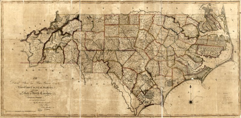 Early state map of North Carolina