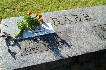 Arthur and Bertha Babb's tombstone, Myrtle Cemetery, Ennis, Texas