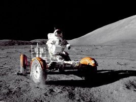 Apollo 17 astronauts on the Moon