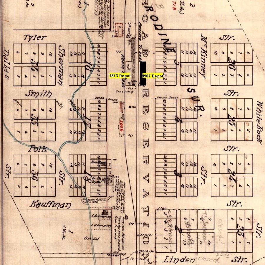 1873 depot and 1907 depot location map