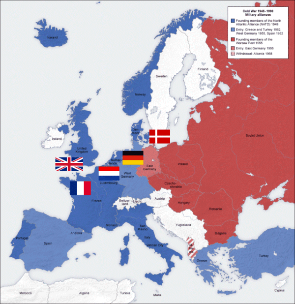 Cold War map of Europe