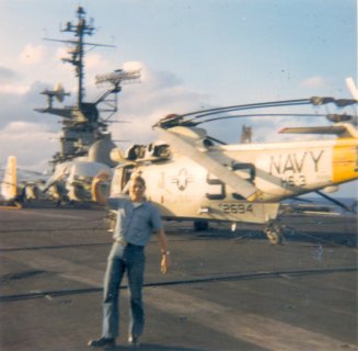 Steve Butler on Yorktown flight deck, December 1969