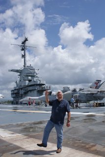 Steve Butler on Yorktown flight deck, August 2010