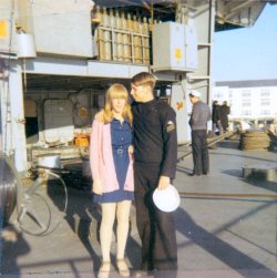 Butler and future wife aboard Yorktown, 1969