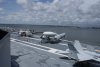 View of flight deck from 'island,' looking aft