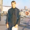 Steve Butler on Yorktown fantail, Portsmouth, England, November 1969