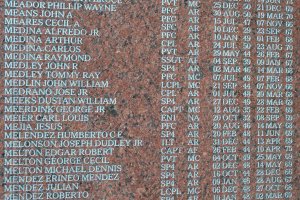 Some of the names on the Texas Vietnam Wall Memorial