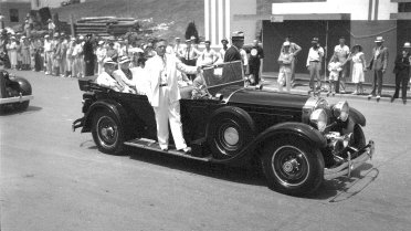 FDR arriving by automobile at Fair Park