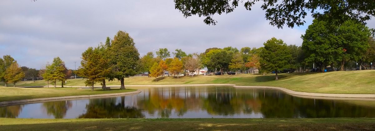 A view of Huffhines Park looking west