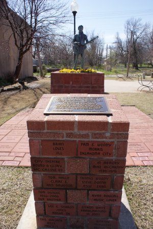 Woody Guthrie statue in Downtown Okemah, OK