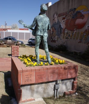 Woody Guthrie statue in Downtown Okemah, OK